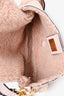 Fendi 2022 Light Pink Leather Shearling Trimmed Baguette Bag