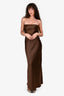Showpo Brown Satin Strapless Maxi Dress Size 2