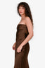 Showpo Brown Satin Strapless Maxi Dress Size 2