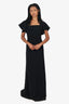 Carla Ruiz Black Ruffle Sleeve Gown Size XS