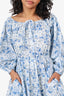 ASTR Blue Cotton/Linen Floral 'Sabine' Mini Dress Size XS