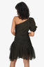 Black by Bariano Gold/Black One-Shoulder Dress Size 4