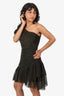 Black by Bariano Gold/Black One-Shoulder Dress Size 2