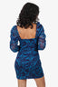 Amanda Uprichard Blue Ruched Long Sleeve 'Empress' Mini Dress Size XS