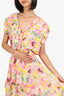 Misa Pink/Yellow Floral Button-Up Ruffle 'Dakota' Dress Size L
