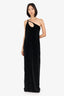 Bianca and Bridgett Black Velvet One-Shoulder Keyhole 'River' Gown Size L