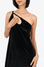 Bianca and Bridgett Black Velvet One-Shoulder Keyhole 'River' Gown Size L