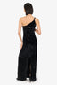 Bianca and Bridgett Black Velvet One-Shoulder Keyhole 'River' Gown Size L