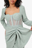 Elle Zeitoune Green Corset Long Sleeve 'Mini' Dress Size S