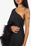 Abyss by Abby Black One-shoulder Feather 'Soiree' Dress Size M