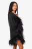 Abyss by Abby Black One-shoulder Feather 'Soiree' Dress Size M