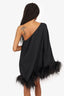 Abyss by Abby Black One-shoulder Feather 'Soiree' Dress Size M