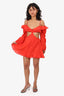 Sofia Red Ramie/Cotton Cut-Out 'Maya' Mini Dress Size S