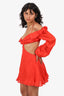 Sofia Red Ramie/Cotton Cut-Out 'Maya' Mini Dress Size M