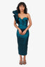 Elle Zeitoune Green One-Shoulder 'Mimi' Midi Dress Size M
