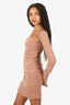 Elliatt Brown/Nude Ruched 'Annalise' Mini Dress With Detachable Sleeves Size S