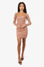 Elliatt Brown/Nude Ruched 'Annalise' Mini Dress With Detachable Sleeves Size L
