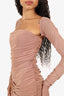 Elliatt Brown/Nude Ruched 'Annalise' Mini Dress With Detachable Sleeves Size L