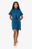 Elle Zeitoune Blue Mock Neck 'Pamela' Mini Dress Size L