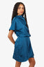 Elle Zeitoune Blue Mock Neck 'Pamela' Mini Dress Size L