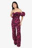 Eliya The Label Pink/Black One-Shoulder Jacquard 'Nora' Jumpsuit Size S