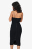 Victoria Beckham Black Matte Crepe & Tulle Sheer Insert Strap Fitted Dress Size 2