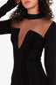 Balmain Black Mesh Ribbed Long Sleeve Mini Dress Size 34