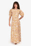 Les Coyotes Des Paris Yellow Linen/Cotton Printed 'Flora' Midi Dress Size 34