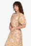 Les Coyotes Des Paris Yellow Linen/Cotton Printed 'Flora' Midi Dress Size 34
