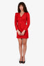 Sandro Red Animal Patterned Long Sleeve Mini Dress Size 34