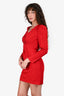 Sandro Red Animal Patterned Long Sleeve Mini Dress Size 34