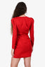 Sandro Red Animal Patterned Long Sleeve Mini Dress Size 34