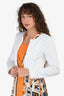 Cinq a Sept White Denim Braided Detail Jacket Size 0