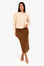 Filippa K Brown Wool Knit Ribbed Midi Skirt Size XS/S