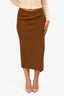 Filippa K Brown Wool Knit Ribbed Midi Skirt Size XS/S
