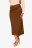 Filippa K Brown Wool Knit Ribbed Midi Skirt Size XS/S