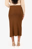 Filippa K Brown Wool Knit Ribbed Midi Skirt Size XS/S