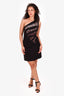 Versus Versace Black One-Shoulder Rhinestone Mini Dress Size 44