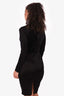 Lanvin Black Shiny Ruched Long Sleeve Dress Size 36