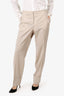 Fabiana Filippi Beige Merino Wool Cuffed Raw Hem Trousers Size XXL