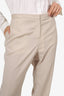 Fabiana Filippi Beige Merino Wool Cuffed Raw Hem Trousers Size XXL