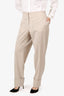 Fabiana Filippi Beige Merino Wool Cuffed Raw Hem Trousers Size XXL