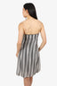 Hugo Boss Grey Silk Striped Bubble Hem Mini Dress Size 6
