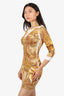 Just Cavalli White/Gold Printed Jersey Dress Size S