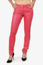 Robert Cavalli Pink Cotton Low-Rise Pants Size 40