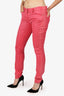 Robert Cavalli Pink Cotton Low-Rise Pants Size 40