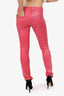Robert Cavalli Pink Cotton Low-Rise Pants Size 40