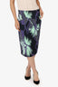 Versace Collection Black/Purple Palm Tree Print Pencil Skirt Size 44