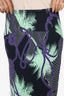 Versace Collection Black/Purple Palm Tree Print Pencil Skirt Size 44
