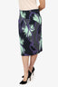 Versace Collection Black/Purple Palm Tree Print Pencil Skirt Size 44